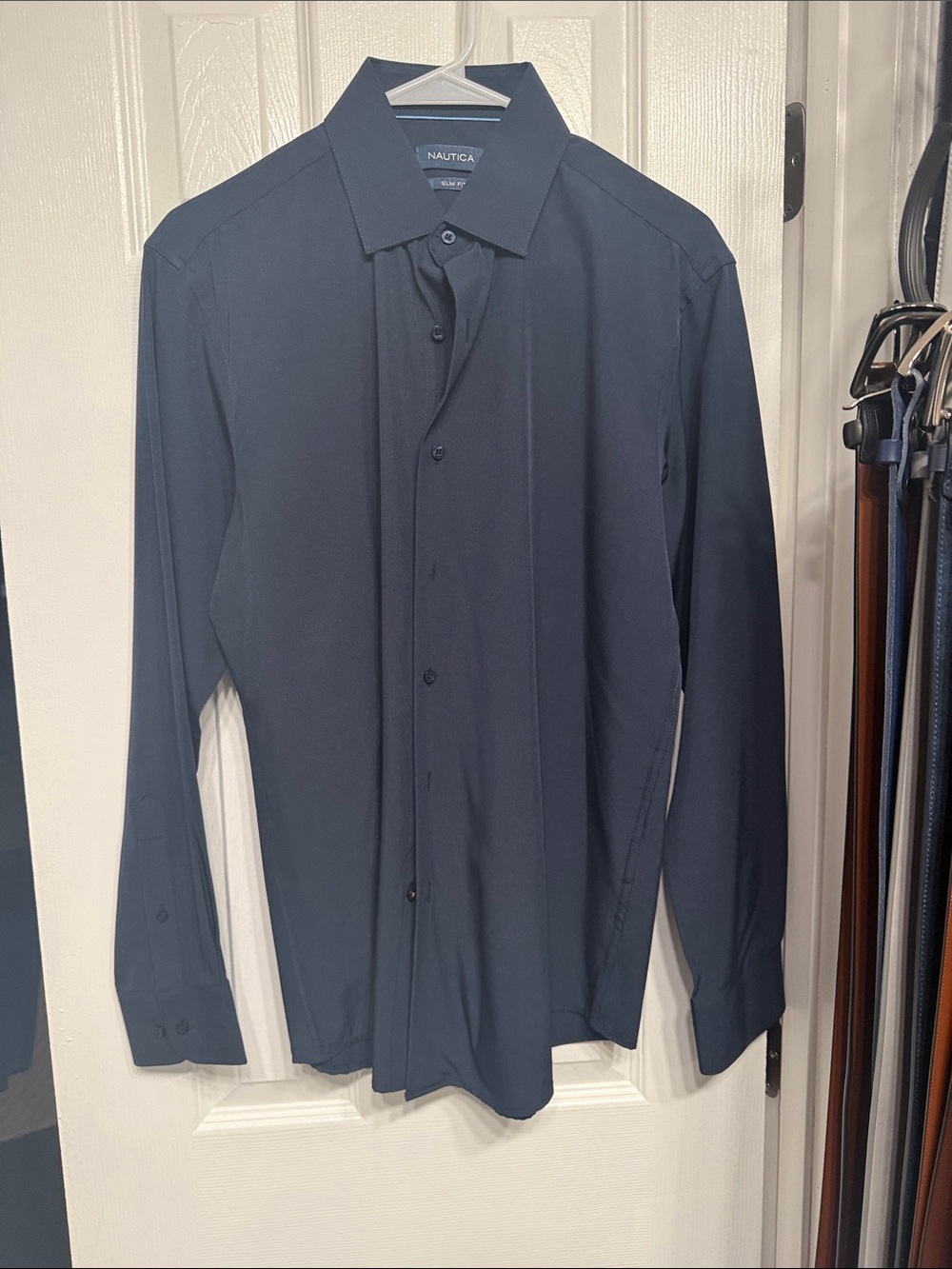 Nautica Men's Dark Navy Long Sleeve Dress Shirt